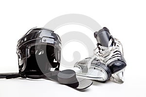 Ice Hockey Equipment Isolated on White Background