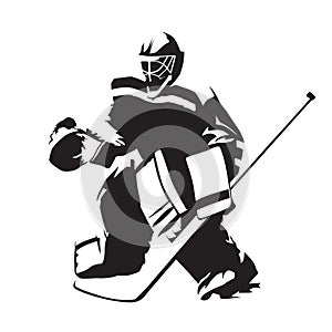 Ice hockey goalie, abstract vector silhouette