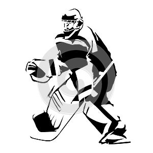 Ice hockey goalie, abstract vector silhouette