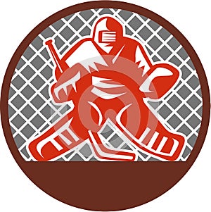 Ice Hockey Goalie Circle Retro