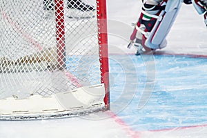 Ice hockey goalie during a game