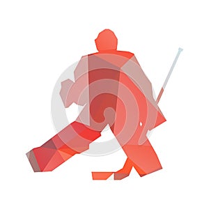 Ice hockey goalie. Geometric vector silhouette