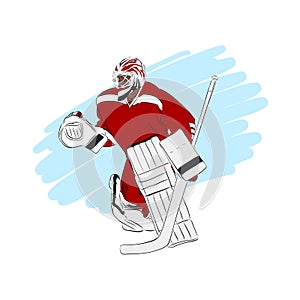 Ice hockey goalie, isolated vector illustration