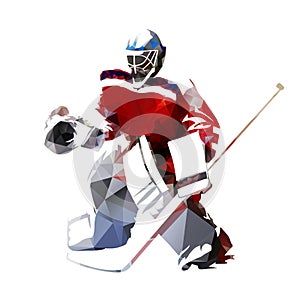 Ice hockey goalie, polygonal vector illustration