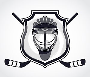 Ice-hockey goalkeeper helmet heraldry shield symbol