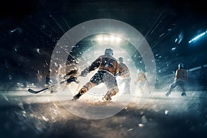 ice hockey goalkeeper player on goal in action. Neural network AI generated