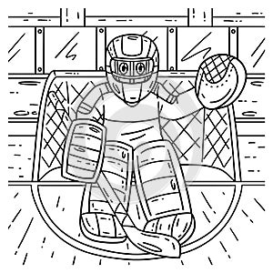 Ice Hockey Goaltender Guarding Base Coloring Page photo