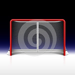 Ice hockey net, goal on black