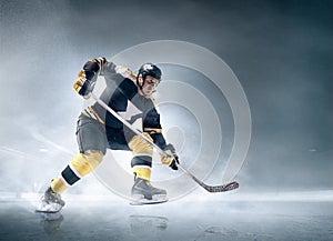 Ice hockey player in action.