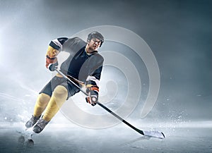 Ice hockey player in action.