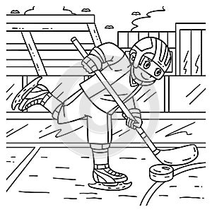 Ice Hockey Player Directing Puck Coloring Page photo