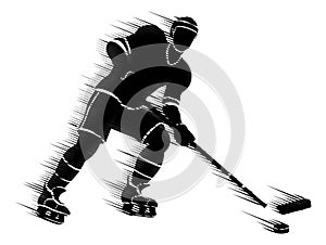 Ice Hockey Player Sports Silhouette Concept