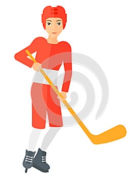 Ice-hockey player with stick