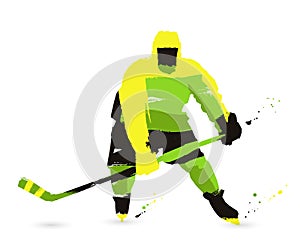 Ice hockey player on a white background. Sport concept