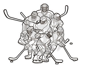 Ice Hockey players action cartoon sport graphic