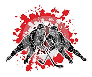 Ice Hockey players action cartoon sport graphic