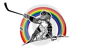 Ice Hockey players action cartoon sport graphic