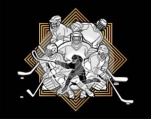 Ice Hockey players action cartoon sport graphic