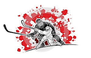 Ice Hockey players action cartoon sport graphic