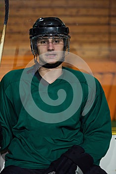 Ice hockey players on bench