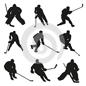 Ice hockey players silhouettes