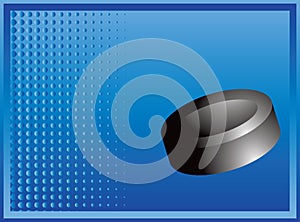 Ice hockey puck on blue halftone banner