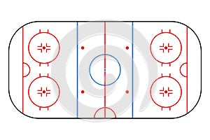 Ice hockey rink. Mockup background field for sport strategy and poster. Vector.