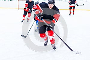 Ice hockey skater in counterattack