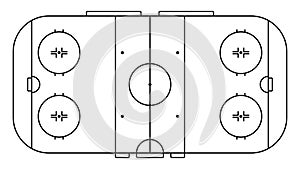 Ice hockey sports court markings lines. Outline hockey playground top view. Sports ground for active recreation. Vector