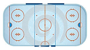 Ice hockey sports rink markings lines top view with scratches on ice. Outline hockey playground. Sports ground for active