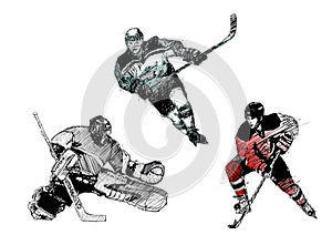 Ice hockey trio