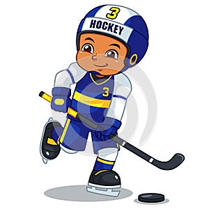 Ice Hokey Player Boy Ready To Shoot
