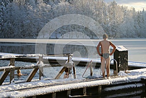 Ice-hole swimming in winter