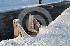 Ice hole winter swimming.