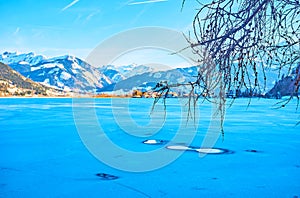 The ice holes on Zeller see lake, Zell am See, Austria