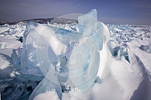 Ice hummocks on Baikal Lake