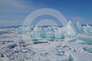 Ice hummocks of lake Baikal