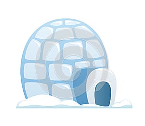 Ice igloo - flat design style object on white background