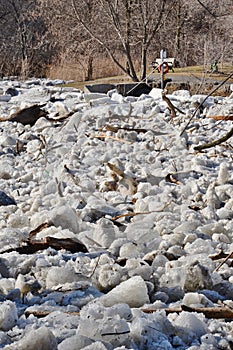 Ice jam on Humber River at first weir