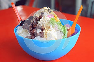 Ice kacang or ais kacang (ABC) in Malay language