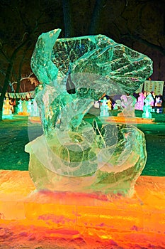 The ice lamps in the park nightscape