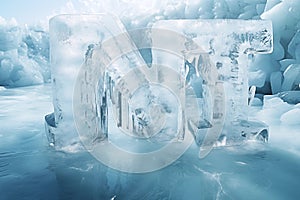 ice letter n in the snow, in the style of realistic anamorphic art, cryengine, surreal seascapes. Ai Generated