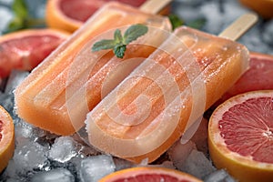 Ice lollies with blood orange and orange ice cream