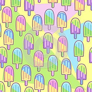 Ice Lollipops Popsicles Summer Punchy Pastels Colors Vector Seamless Pattern