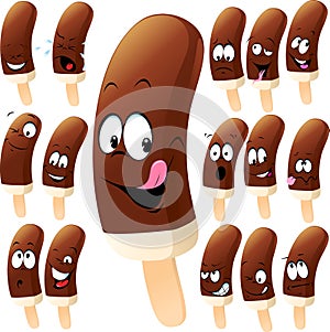 Ice lolly cartoon with many facial expression