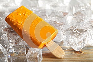 Ice lolly on ice cubes