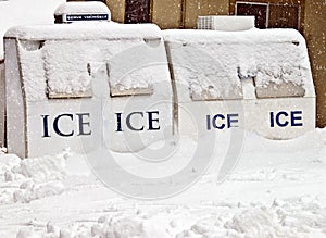 Ice Machines Covered with Snow