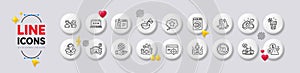 Ice maker, Launder money and Yoga line icons. For web app, printing. White buttons 3d icons. Vector photo