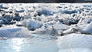 Ice melting on Fox River in spring