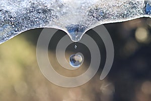 Ice melting: Sphere-shaped water drop